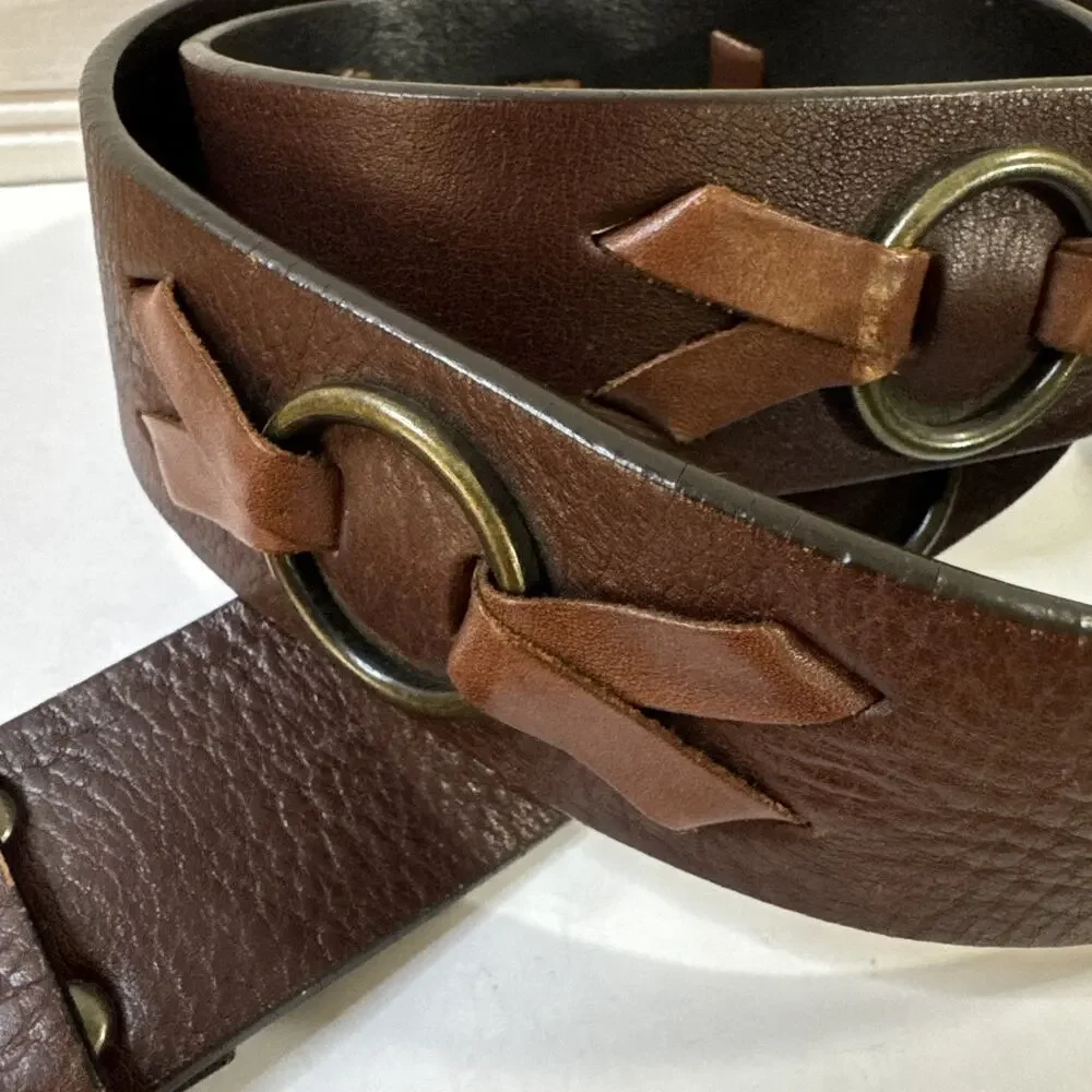Vintage Wide XL Brown Leather Belt - Y2K Boho Medieval Steampunk Chunky Waist